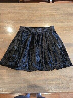Women's Black Velvet Skater Skirt